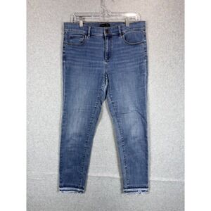 Ann Taylor Jeans Womens 8 Blue‎ Skinny Ankle Raw Hem Stretch Mid Rise Casual